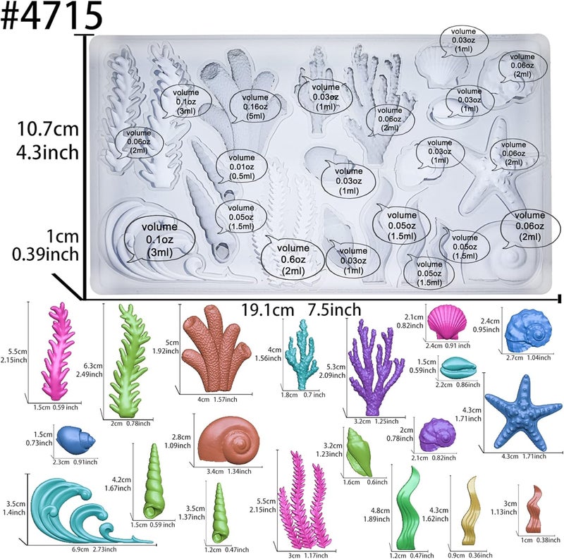 FUNSHOWCASE Sea Creature Mold for Polyclay Air Dry Clay Plaster - Image 2